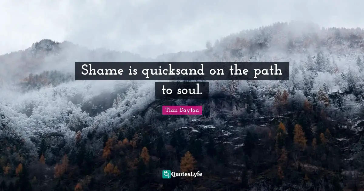 Shame is quicksand on the path to soul.