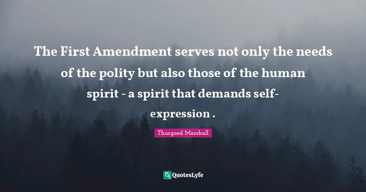 The First Amendment serves not only the needs of the polity but also those of the human spirit - a spirit that demands self-expression .