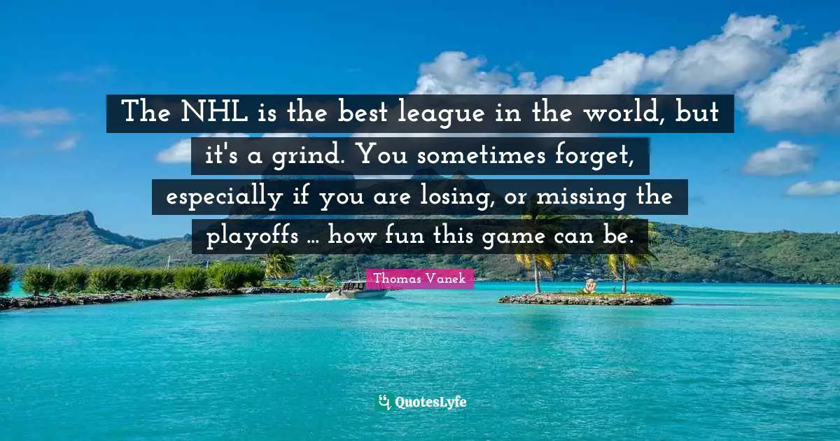 The NHL is the best league in the world, but it's a grind. You sometimes forget, especially if you are losing, or missing the playoffs ... how fun this game can be.