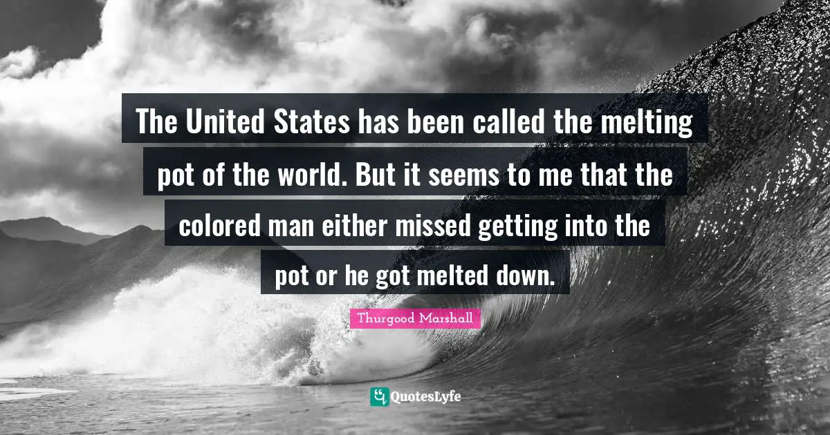 Black Quotes: "The United States has been called the melting pot of the world. But it seems to me that the colored man either missed getting into the pot or he got melted down."