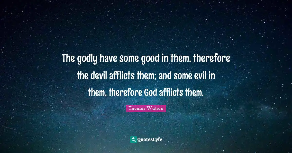 The godly have some good in them, therefore the devil afflicts them; and some evil in them, therefore God afflicts them.