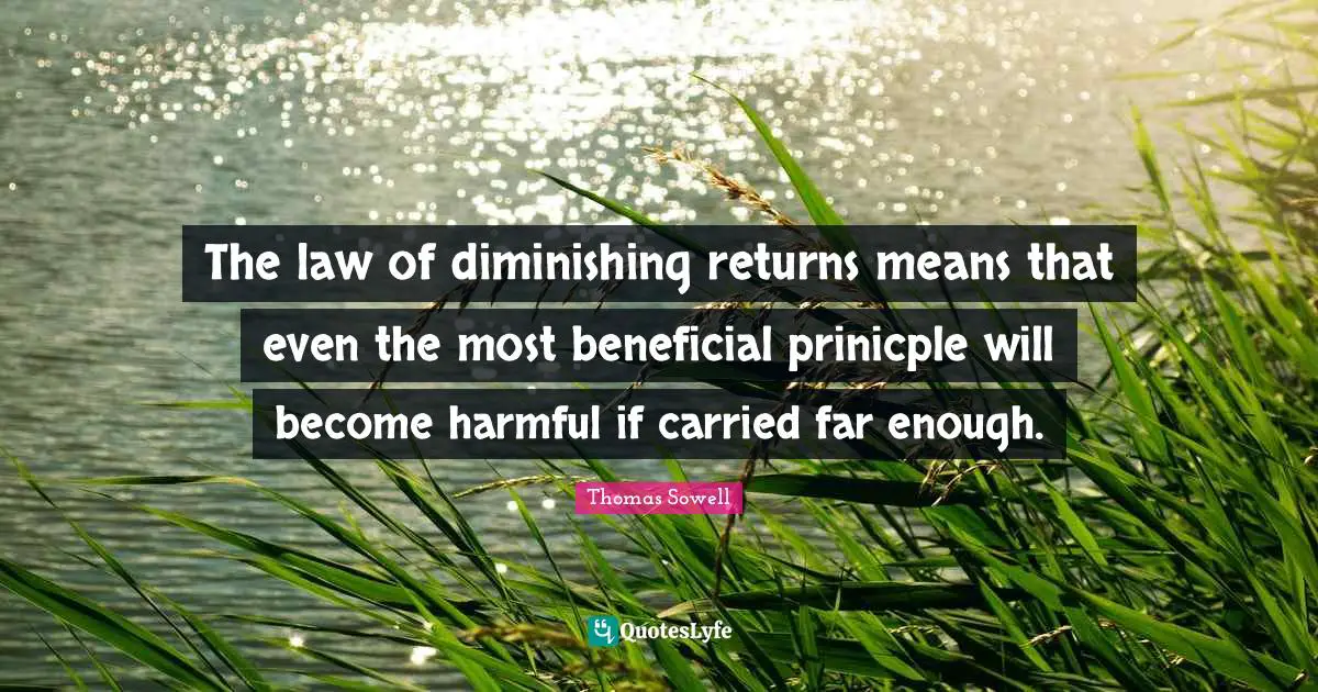 The law of diminishing returns means that even the most beneficial prinicple will become harmful if carried far enough.