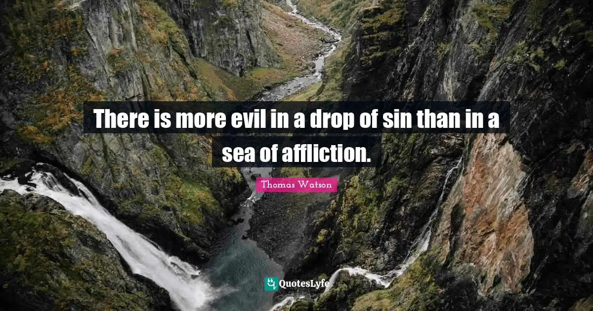 There is more evil in a drop of sin than in a sea of affliction.