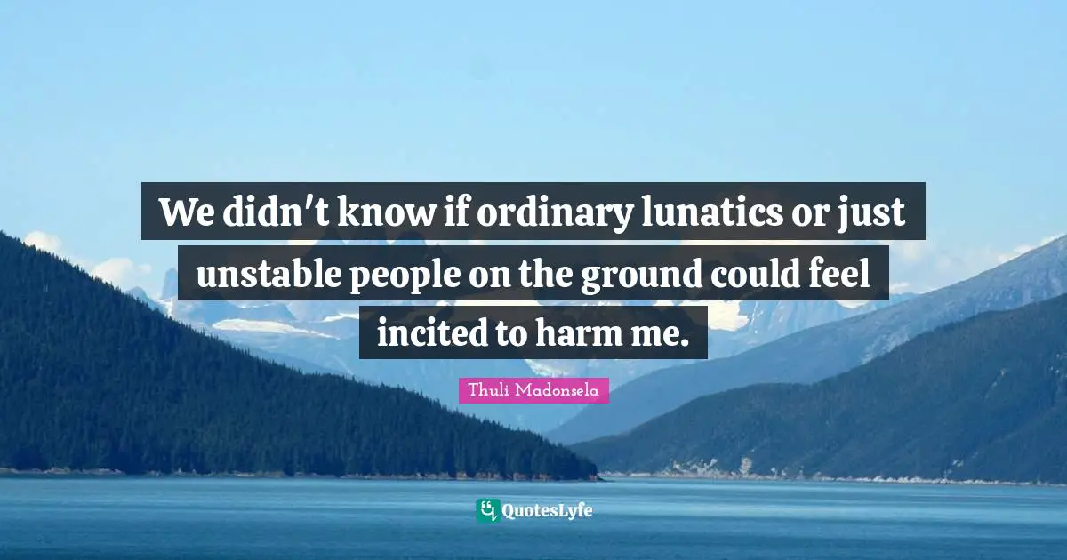 We didn't know if ordinary lunatics or just unstable people on the ground could feel incited to harm me.