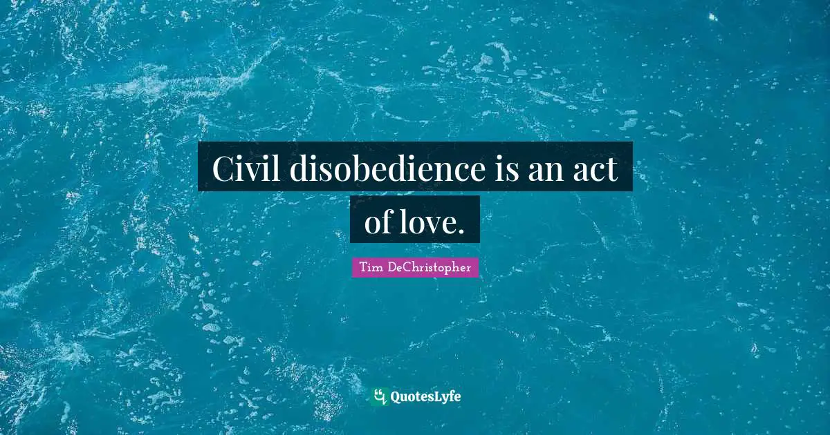 Civil disobedience is an act of love.