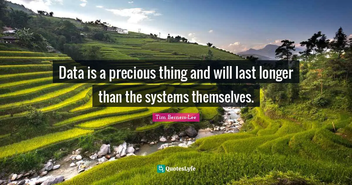 Data Science Quotes: "Data is a precious thing and will last longer than the systems themselves."