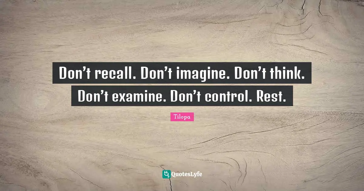 Imagine Quotes: "Don’t recall. Don’t imagine. Don’t think. Don’t examine. Don’t control. Rest."