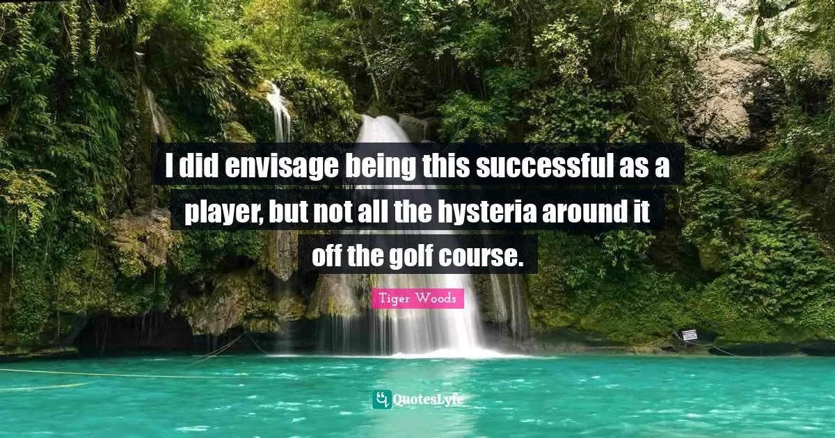 Ca Course Quotes: "I did envisage being this successful as a player, but not all the hysteria around it off the golf course."