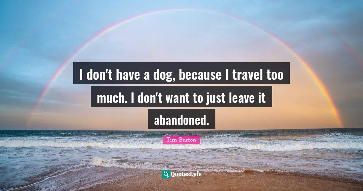 I don't have a dog, because I travel too much. I don't want to just leave it abandoned.