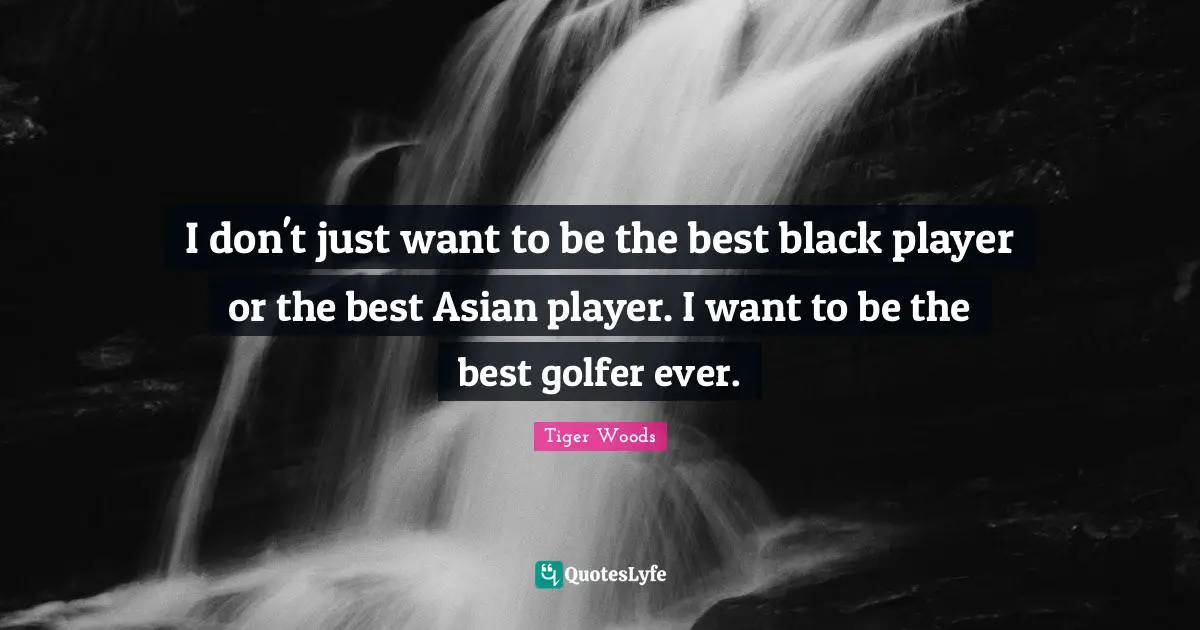 I don't just want to be the best black player or the best Asian player. I want to be the best golfer ever.