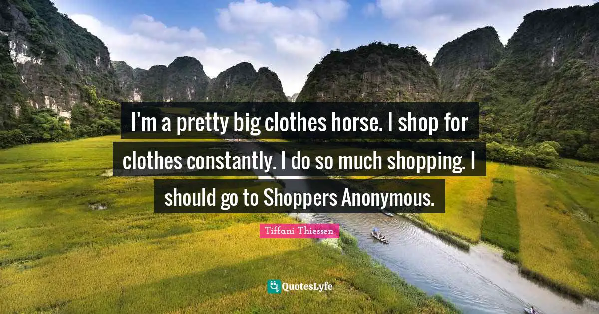 I'm a pretty big clothes horse. I shop for clothes constantly. I do so much shopping. I should go to Shoppers Anonymous.
