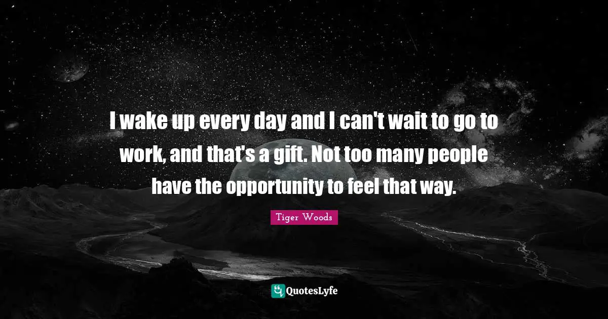 I wake up every day and I can't wait to go to work, and that's a gift. Not too many people have the opportunity to feel that way.