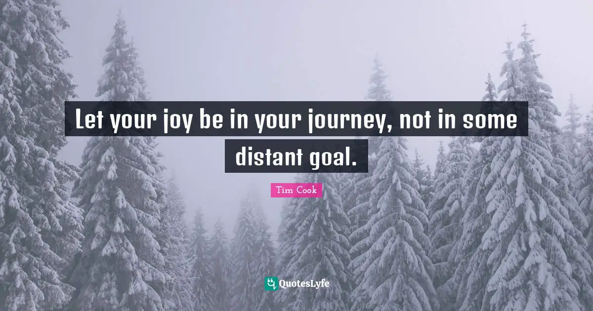 Let your joy be in your journey, not in some distant goal.