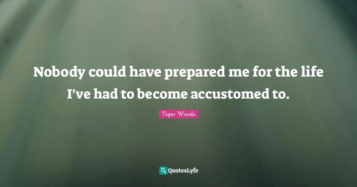 Accustomed Quotes: "Nobody could have prepared me for the life I've had to become accustomed to."