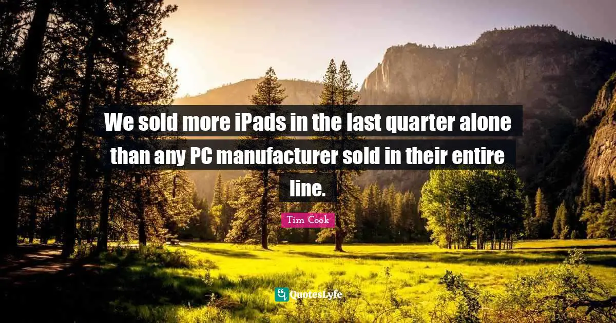 Tim Cook Quotes: "We sold more iPads in the last quarter alone than any PC manufacturer sold in their entire line."