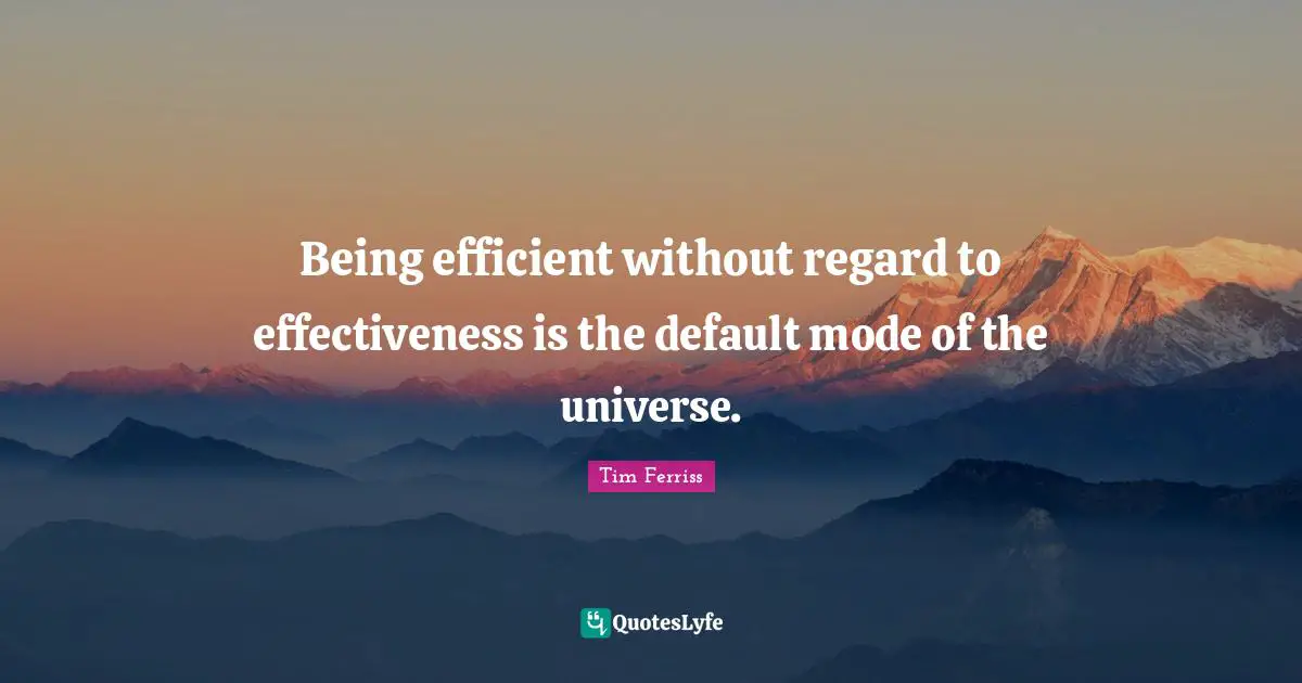 Default Quotes: "Being efficient without regard to effectiveness is the default mode of the universe."