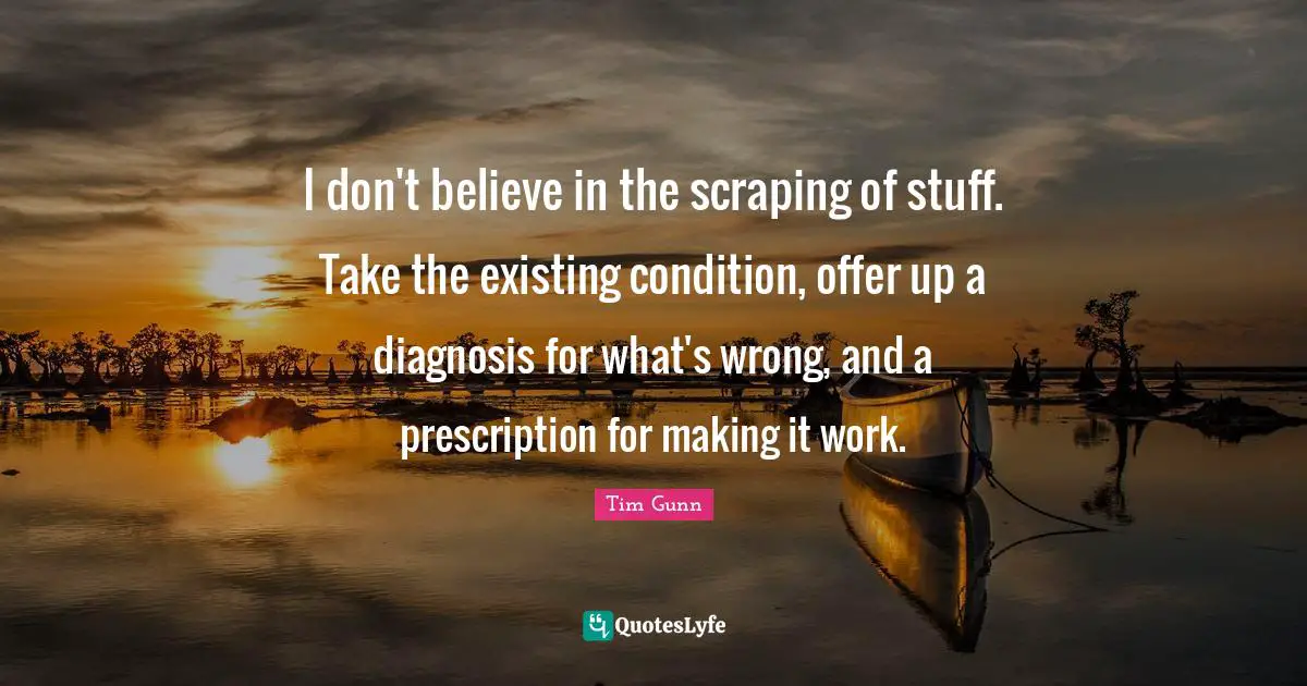 I don't believe in the scraping of stuff. Take the existing condition, offer up a diagnosis for what's wrong, and a prescription for making it work.