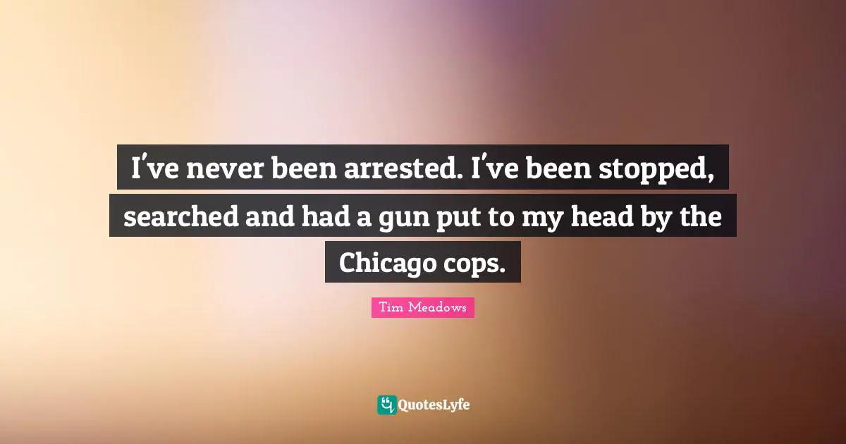 I've never been arrested. I've been stopped, searched and had a gun put to my head by the Chicago cops.