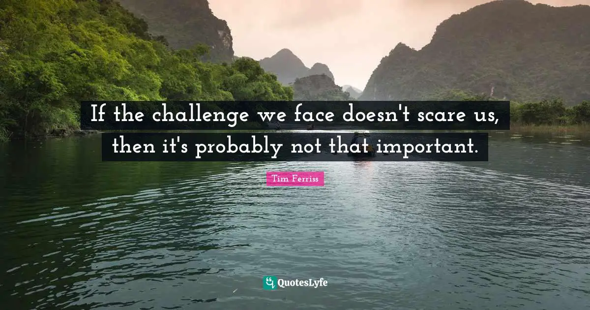 If the challenge we face doesn't scare us, then it's probably not that important.