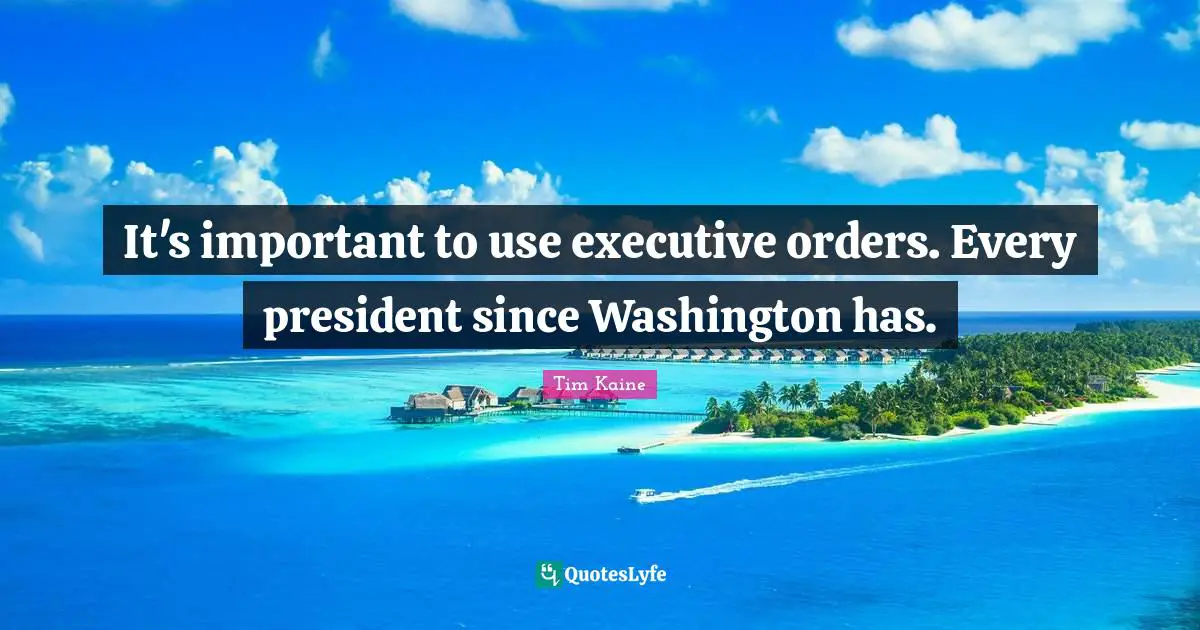 It's important to use executive orders. Every president since Washington has.