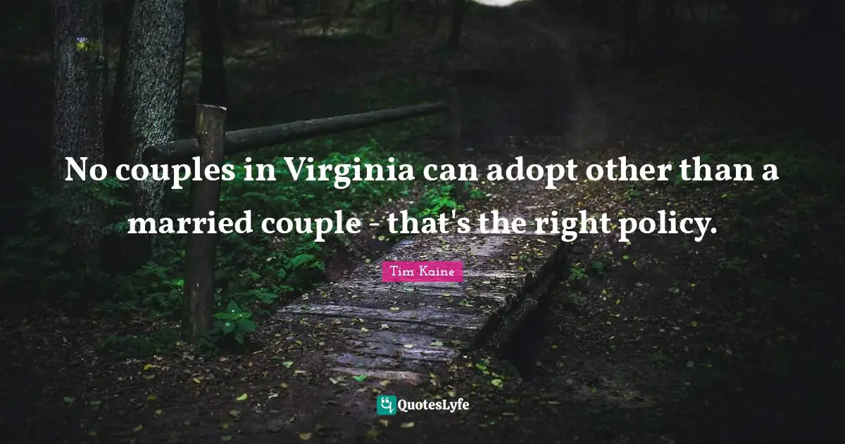 No couples in Virginia can adopt other than a married couple - that's the right policy.
