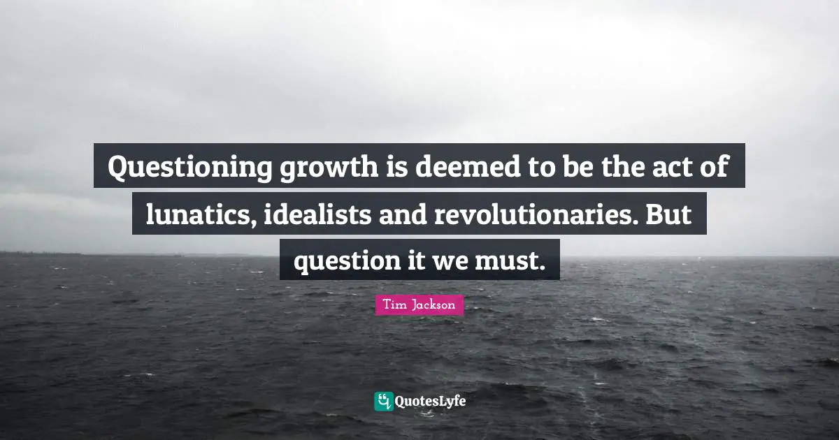 Questioning growth is deemed to be the act of lunatics, idealists and revolutionaries. But question it we must.