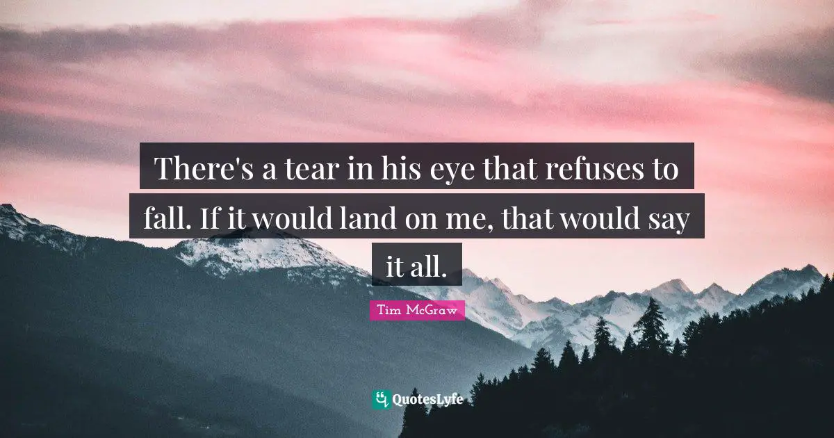 There's a tear in his eye that refuses to fall. If it would land on me, that would say it all.
