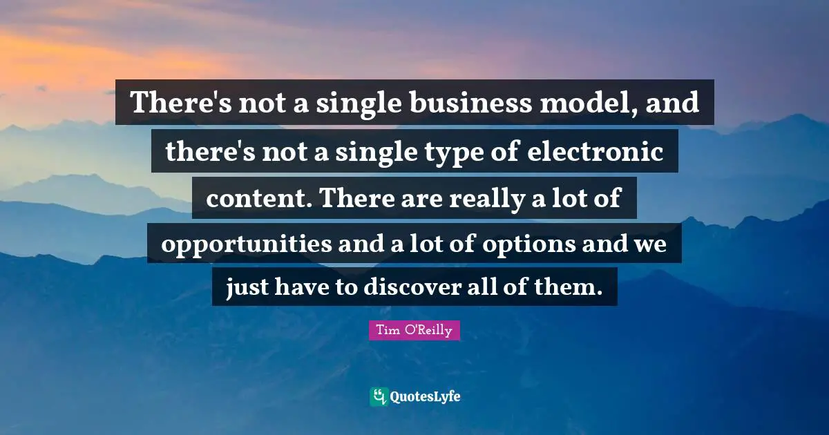 There's not a single business model, and there's not a single type of electronic content. There are really a lot of opportunities and a lot of options and we just have to discover all of them.