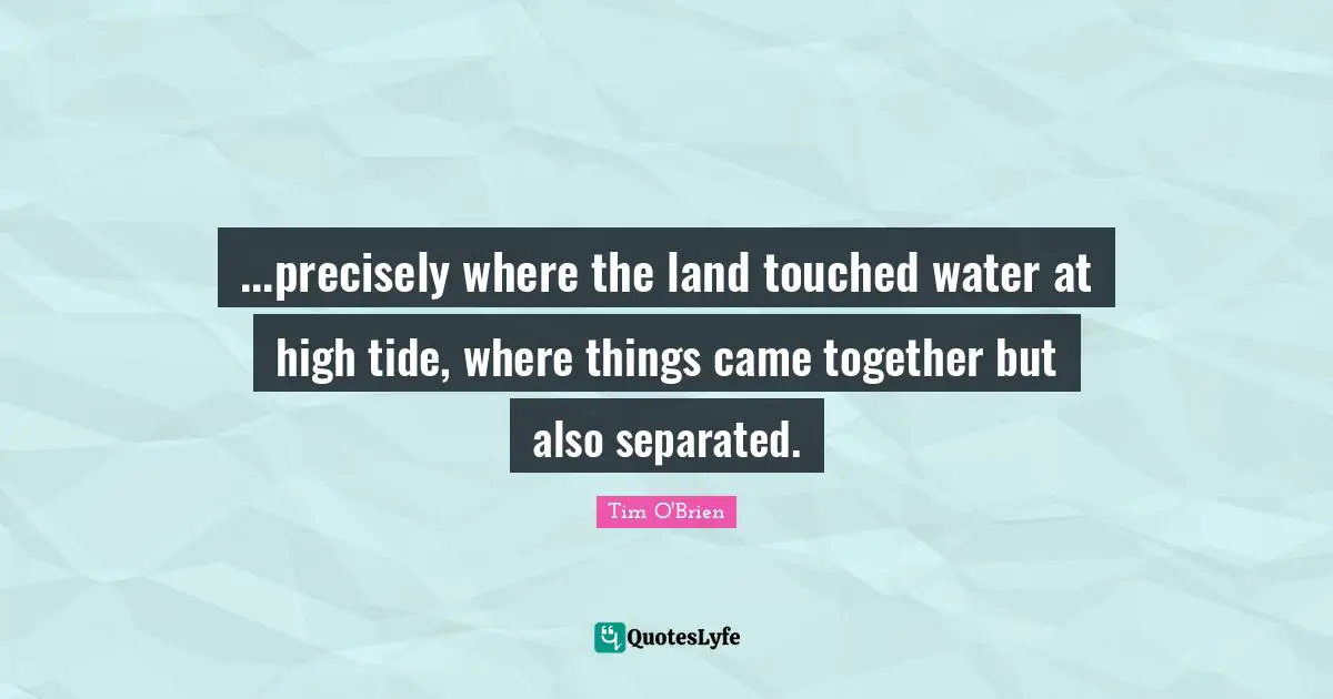 ...precisely where the land touched water at high tide, where things came together but also separated.