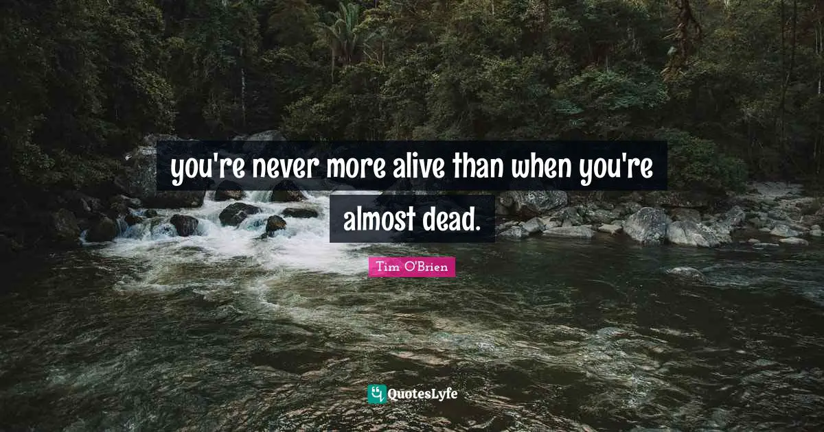 you're never more alive than when you're almost dead.