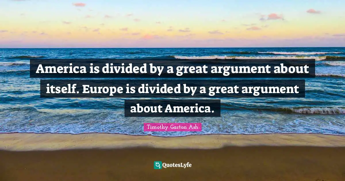America is divided by a great argument about itself. Europe is divided by a great argument about America.