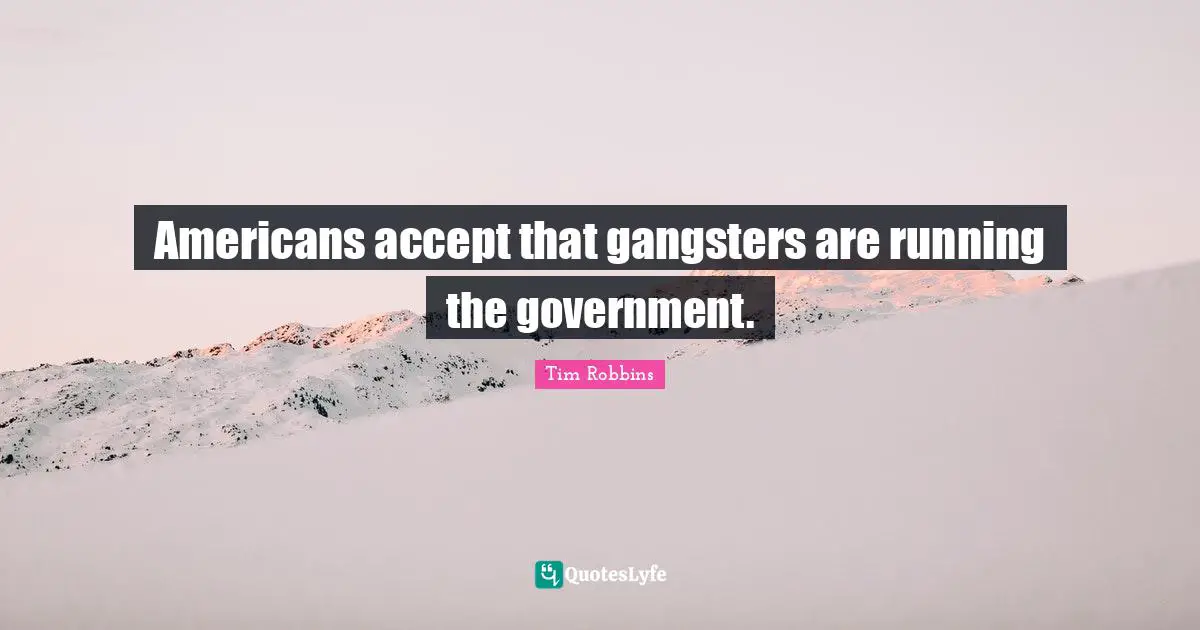 Americans accept that gangsters are running the government.
