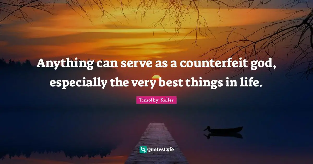 Best Things In Life Quotes: "Anything can serve as a counterfeit god, especially the very best things in life."