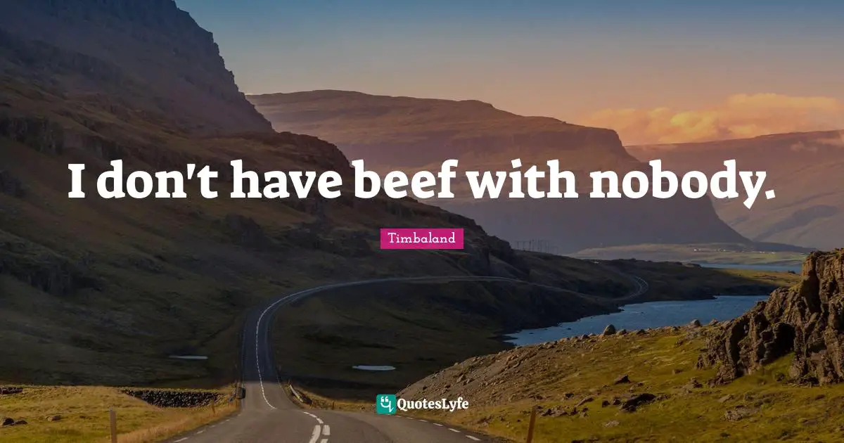 I don't have beef with nobody.