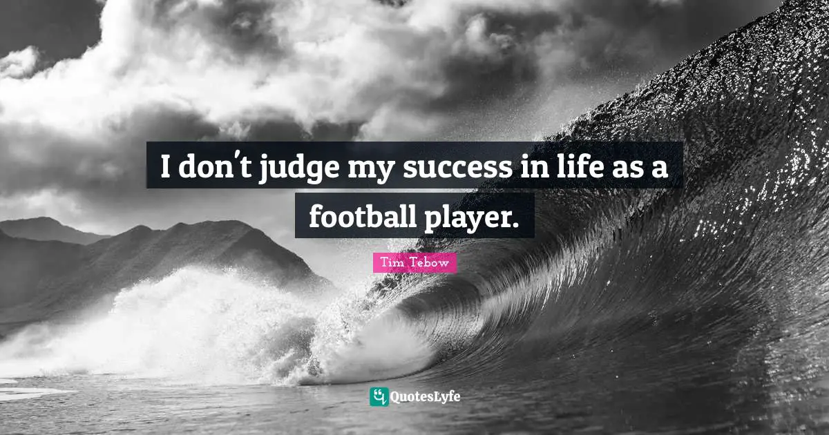 Success In Life Quotes: "I don't judge my success in life as a football player."