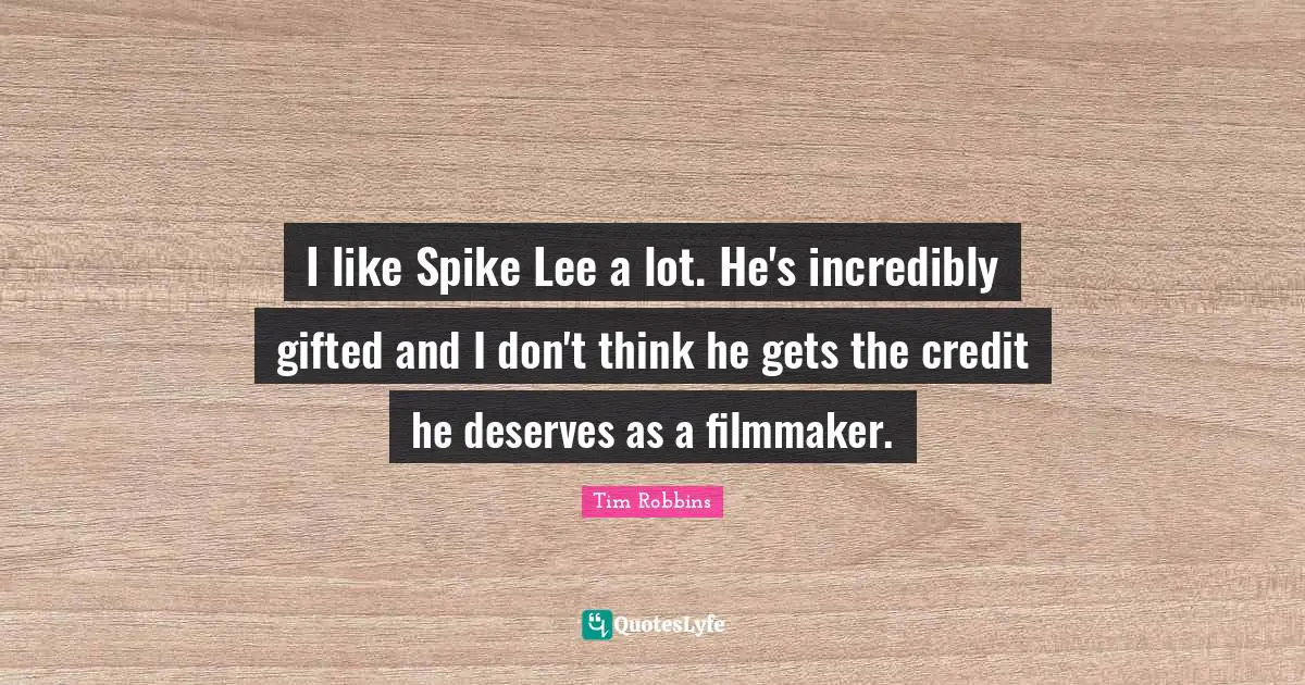 I like Spike Lee a lot. He's incredibly gifted and I don't think he gets the credit he deserves as a filmmaker.