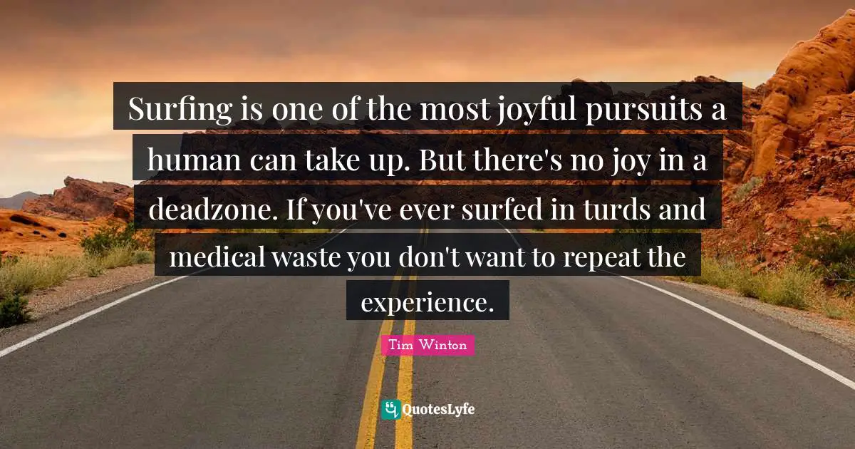 Surfing is one of the most joyful pursuits a human can take up. But there's no joy in a deadzone. If you've ever surfed in turds and medical waste you don't want to repeat the experience.