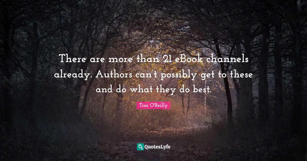 There are more than 21 eBook channels already. Authors can’t possibly get to these and do what they do best.