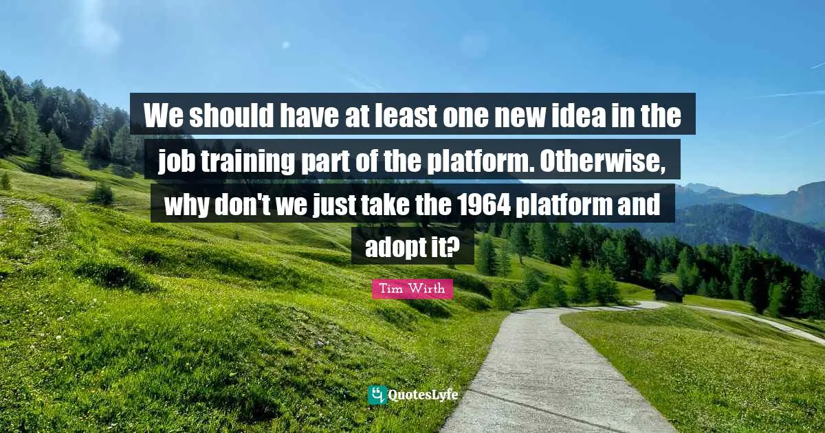 We should have at least one new idea in the job training part of the platform. Otherwise, why don't we just take the 1964 platform and adopt it?