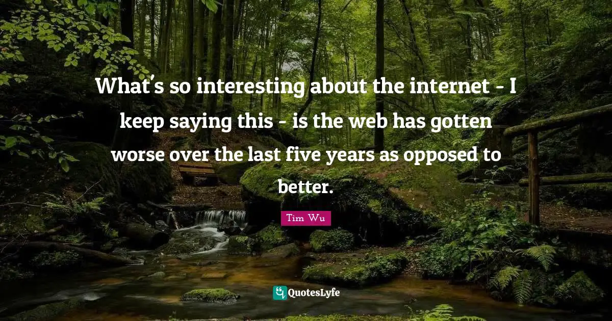 What's so interesting about the internet - I keep saying this - is the web has gotten worse over the last five years as opposed to better.