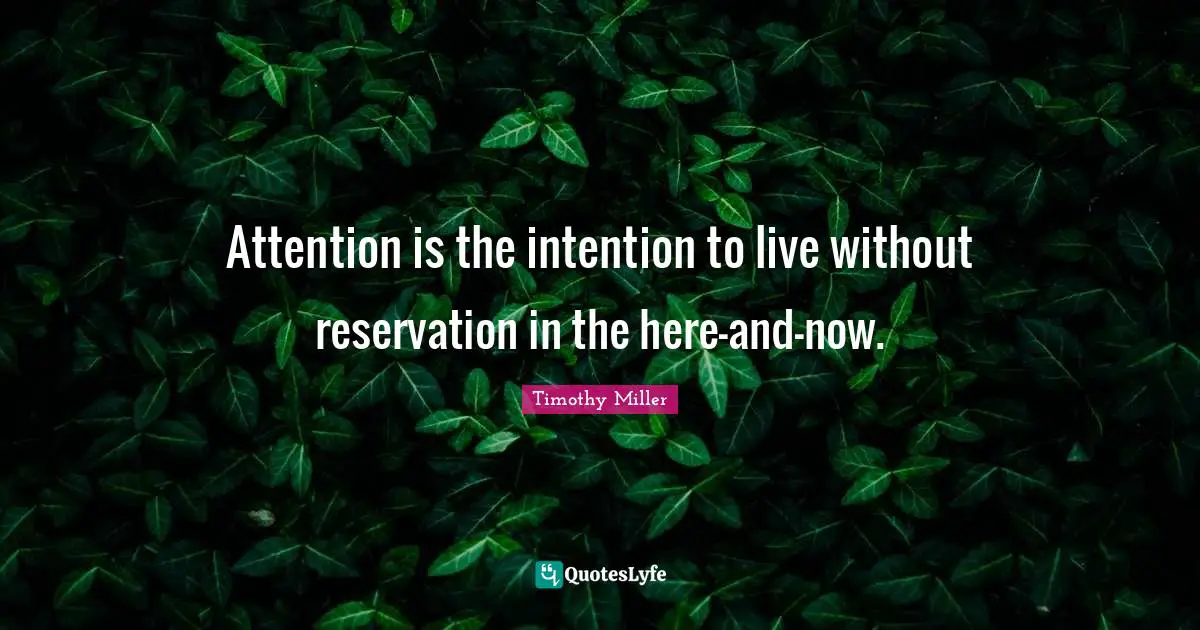 Attention is the intention to live without reservation in the here-and-now.