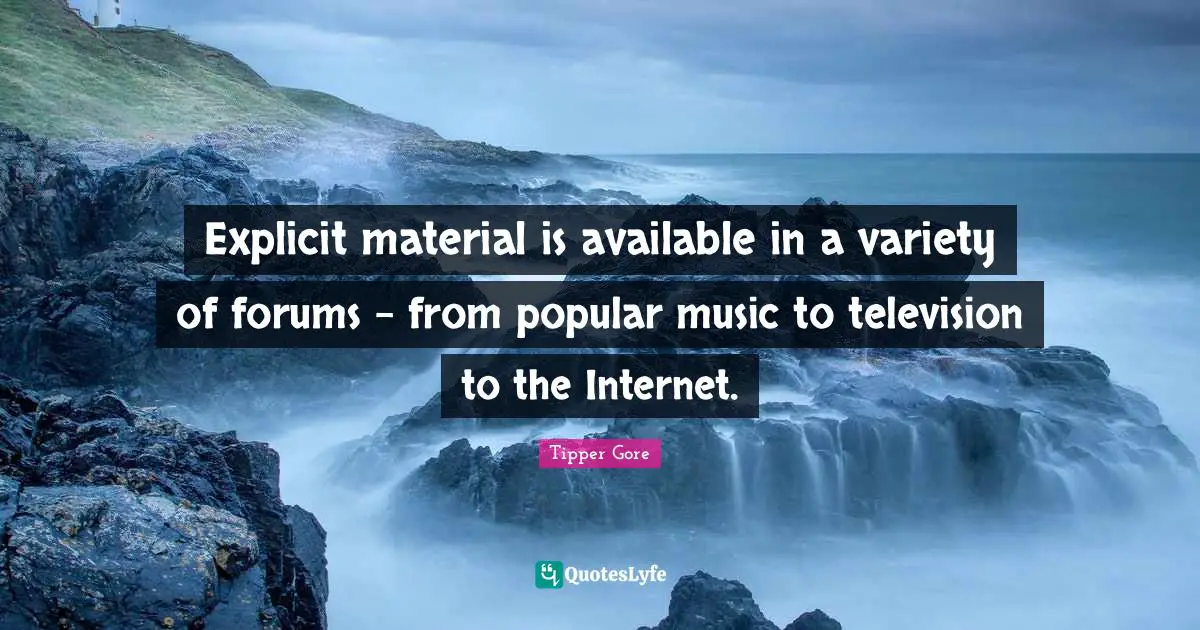 Explicit Quotes: "Explicit material is available in a variety of forums - from popular music to television to the Internet."