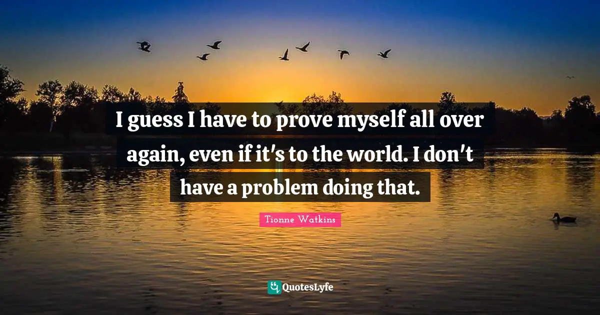 I guess I have to prove myself all over again, even if it's to the world. I don't have a problem doing that.