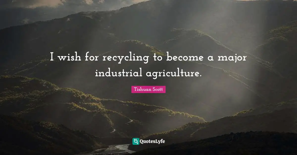 I wish for recycling to become a major industrial agriculture.