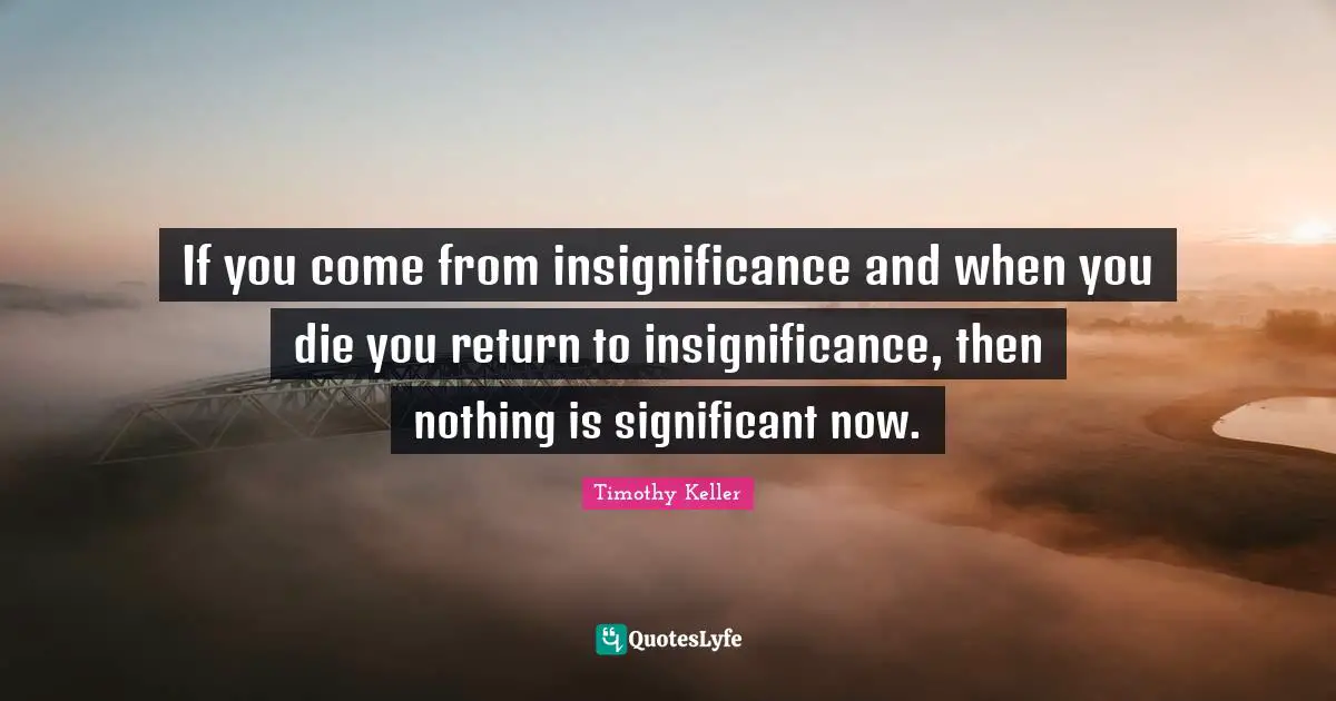 Insignificance Quotes: "If you come from insignificance and when you die you return to insignificance, then nothing is significant now."