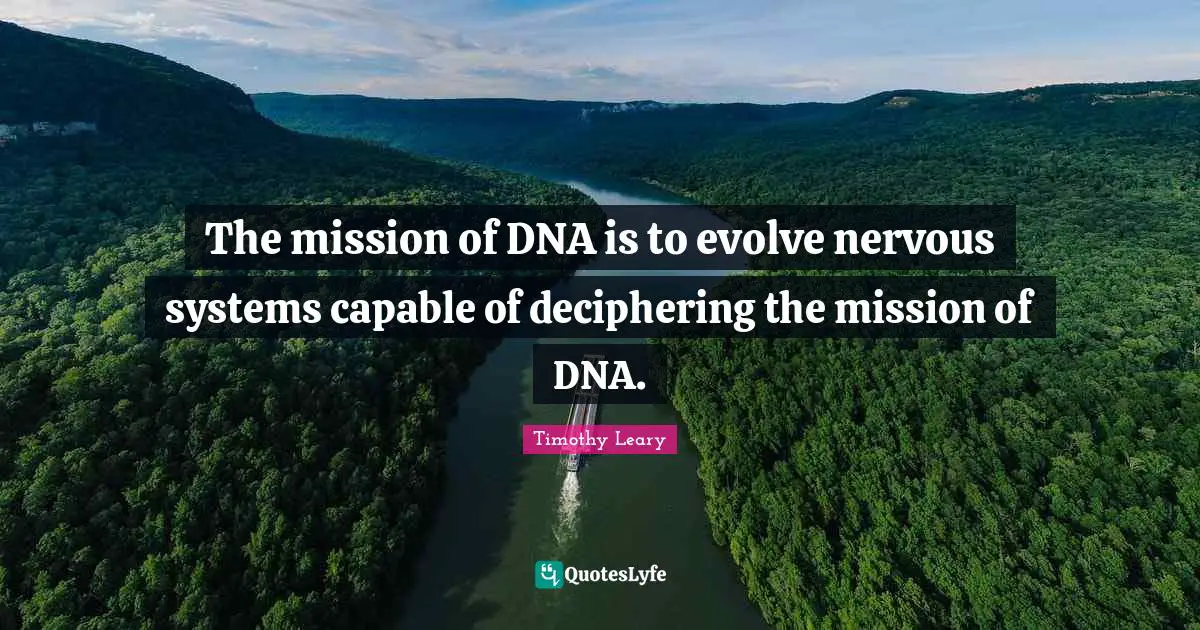 The mission of DNA is to evolve nervous systems capable of deciphering the mission of DNA.