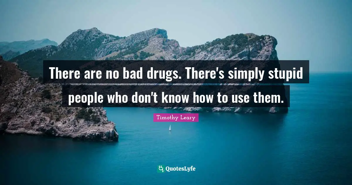 Stupid People Quotes: "There are no bad drugs. There's simply stupid people who don't know how to use them."