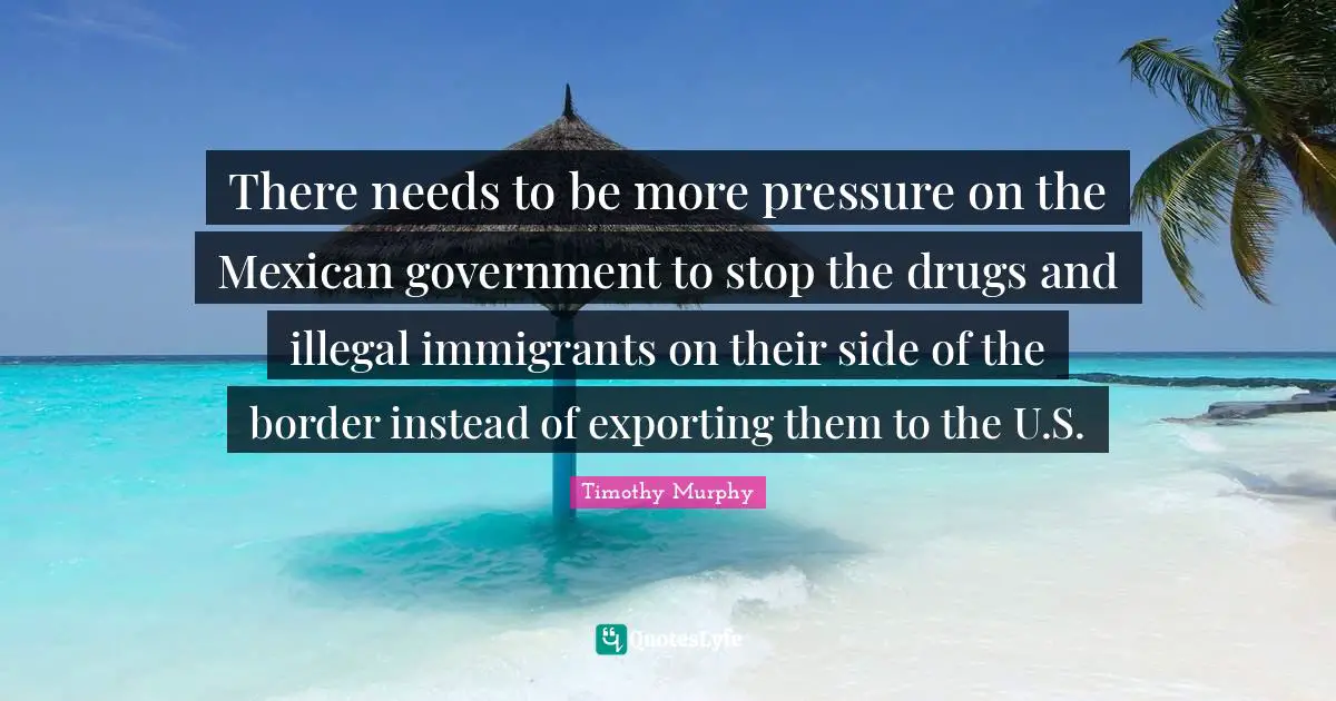 There needs to be more pressure on the Mexican government to stop the drugs and illegal immigrants on their side of the border instead of exporting them to the U.S.
