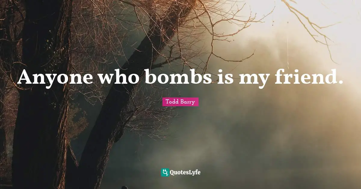 Anyone who bombs is my friend.