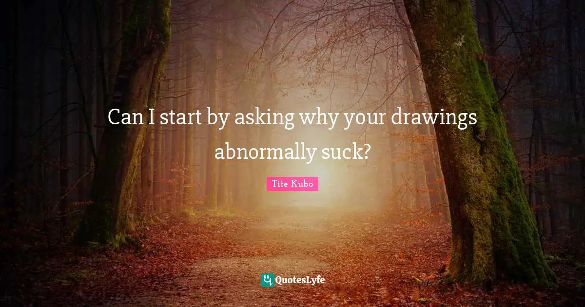 Can I start by asking why your drawings abnormally suck?